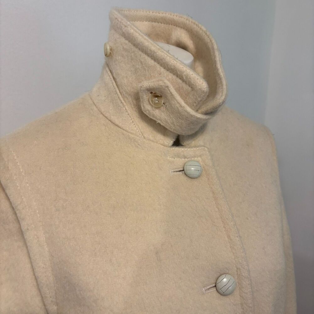 Salko Vintage Women’s Wool Austrian Long Neutral Cream Peacoat Size 36 - Picture 10 of 12